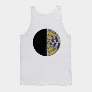 Record round in grey, blue and yellow Tank Top